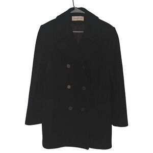 Vintage Jones New York 100% Pure Wool Peacoat Size M Black Lined